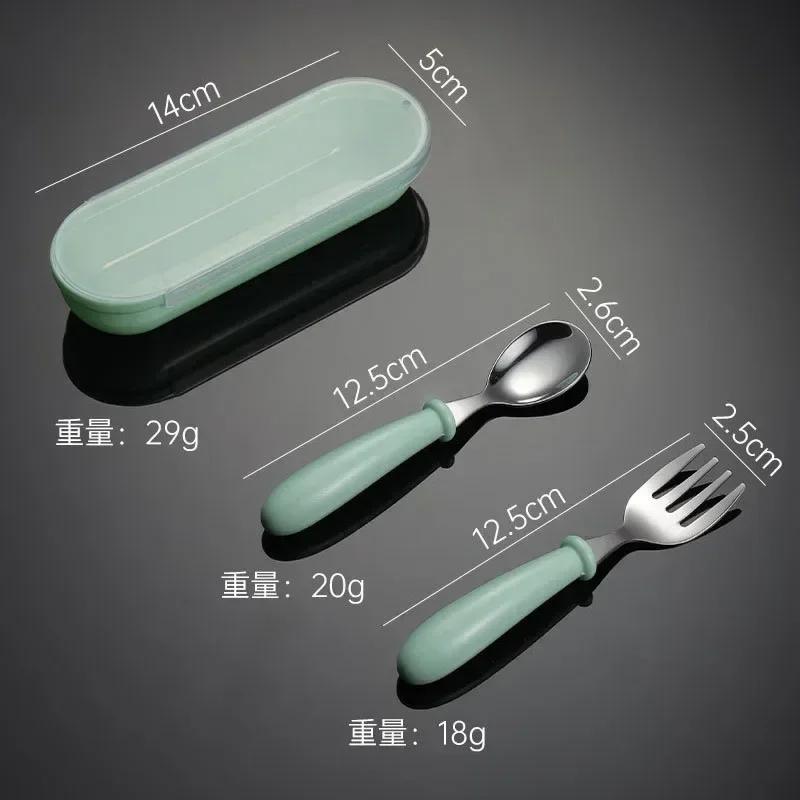 Child Feeding Tableware Set Children Utensil Stainless Steel Toddler Dinnerware Cutlery Cartoon Infant Food Feeding Spoon Fork