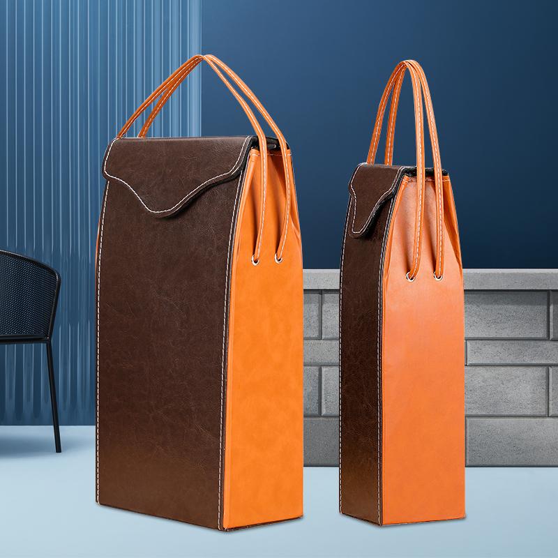 Red Wine High-End Packing Bag Box Exquisite Gift Portable Leather Bag Single Double Handle Champagne Bottle Packaging Boxes