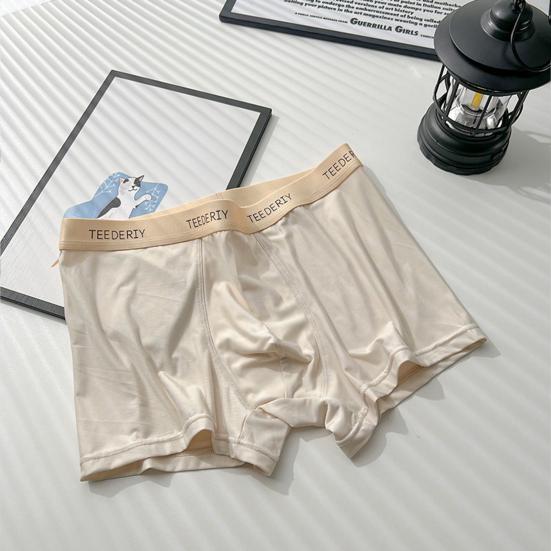 Men Boxer Briefs Mid-rise Elastic Waistband Color Letter Moisture-Wicking Print Panties Solid U-convex Boxer Underwear