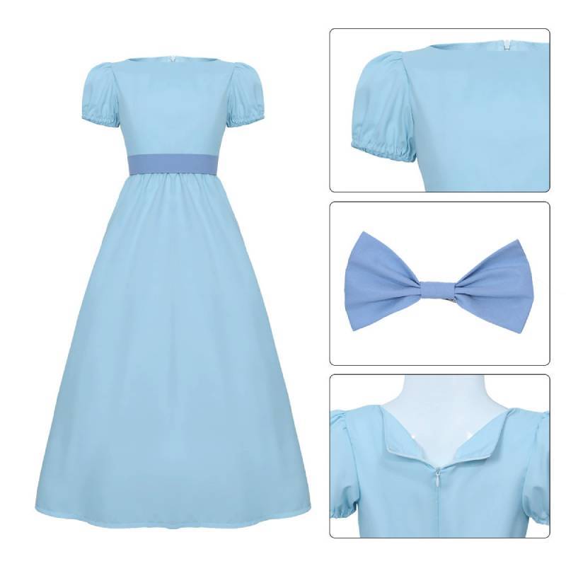 Peter Pan Wendy Darling Cosplay Kleid für Mädchen aus Milchseide für Comic Con Kostüme