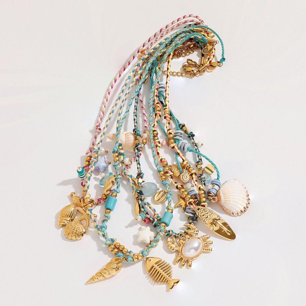 Fish/Shell/ Starfish Pendant Necklace Bohemia Clavicle Chain Ethnic Style Choker Necklace  Holiday