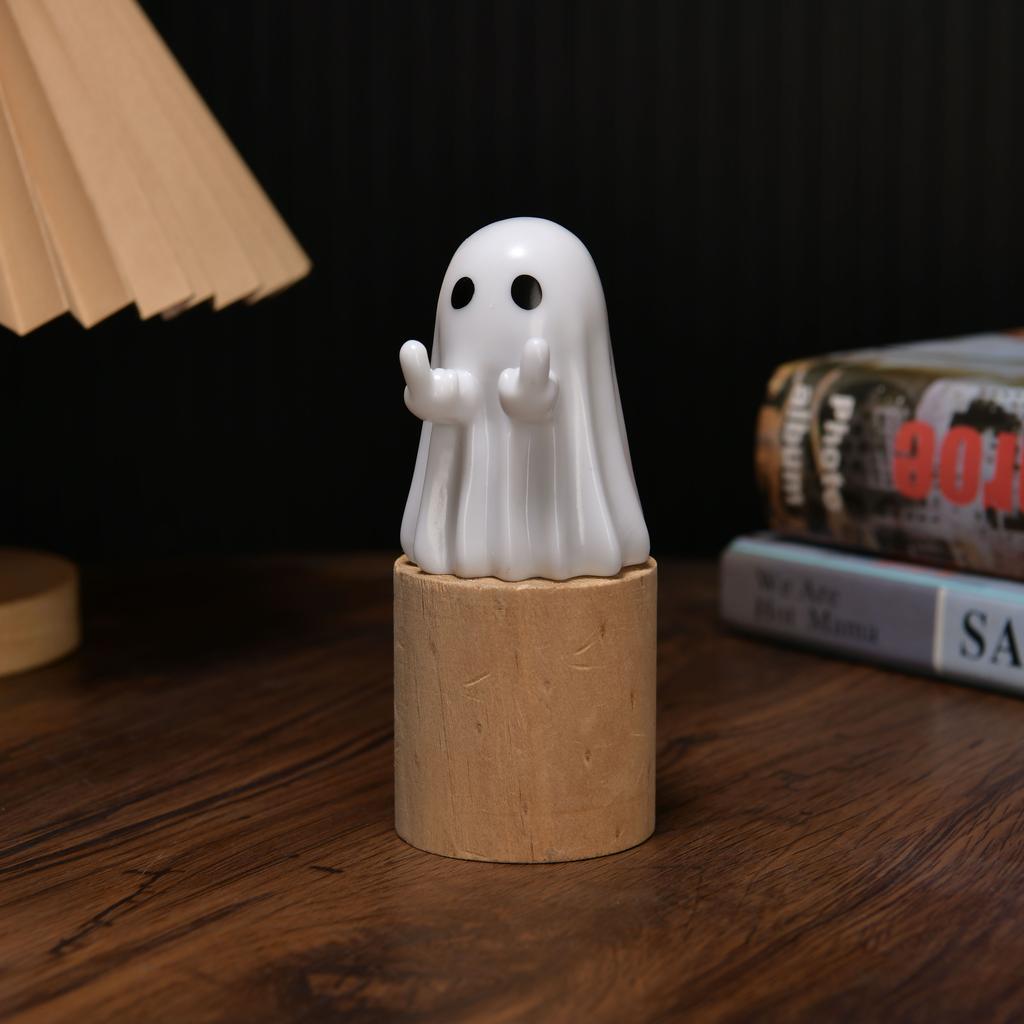 1Pc New Cute White Ghost Party Decoration with Lighting, Courtyard Ornaments, Study Desktop Decorations, Small Ornaments