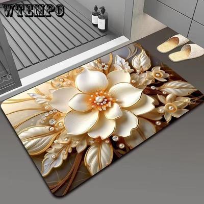3D Blume Fußmatte Badezimmer Saugfähig Schnelltrocknend Rutschfest Fußmatte Badezimmer Küche Bodenmatte