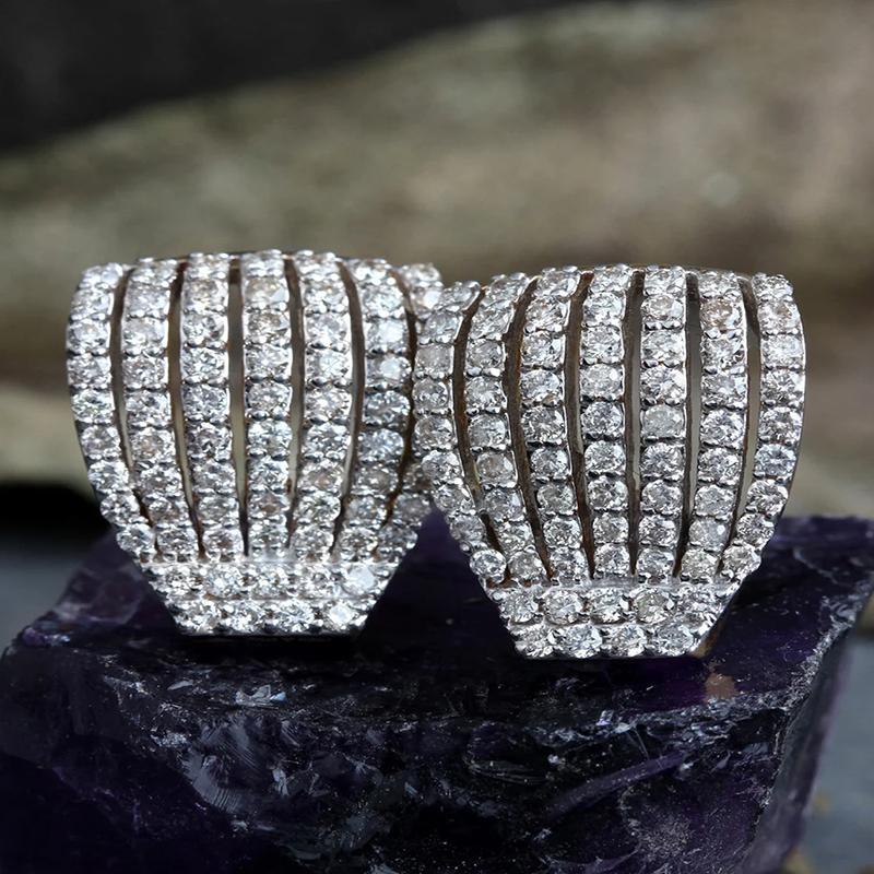 Huitan Silver Color Claw Design Piercing Earrings for Women Bling Bling Cubic Zirconia Crystal Accessories Modern Trendy