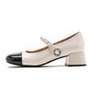 Augustine Mary Jane Women's Shoes 2025 New Summer Thick Heel with Skirt French Fairy Style High Heel Small Leather Shoes