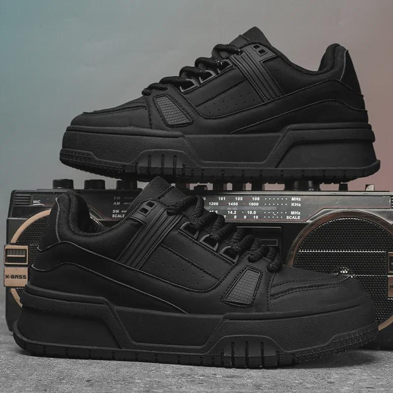 Black Warrior Men's 2024 Casual Kitchen Work Shoes: Thick Sole, Autumn/Winter Bread Chef Sneakers