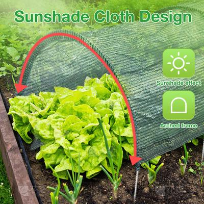350x60cm Garden Shade Kit for Plants Heat Protection Greenhouse Sun Shade Cloth Netting Cover with Poles for Outdoor Vegetables