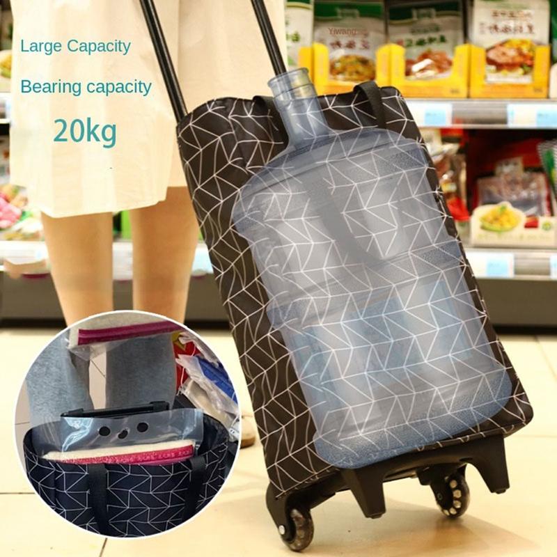 Sac à roulettes Caddie de courses pliable avec roues Caddie de courses réutilisable Sac à provisions pliant