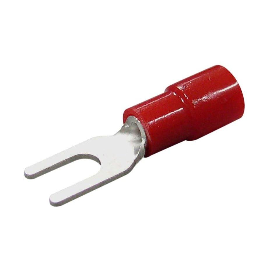 Nichifu TMEX 0.3Y-3-RED Eco-Friendly Insulated Spade Crimp Terminals Y-Type Red 100pcs