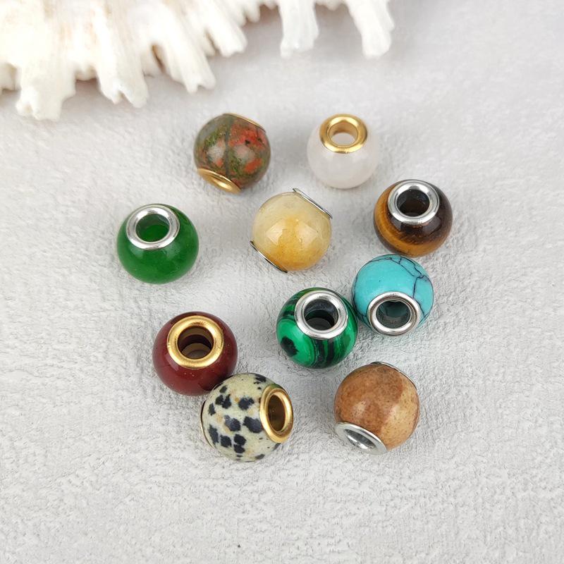 Green Aventurine Large Hole Crystal Beads for DIY Jewelry and Eye Pin Pendant Creations