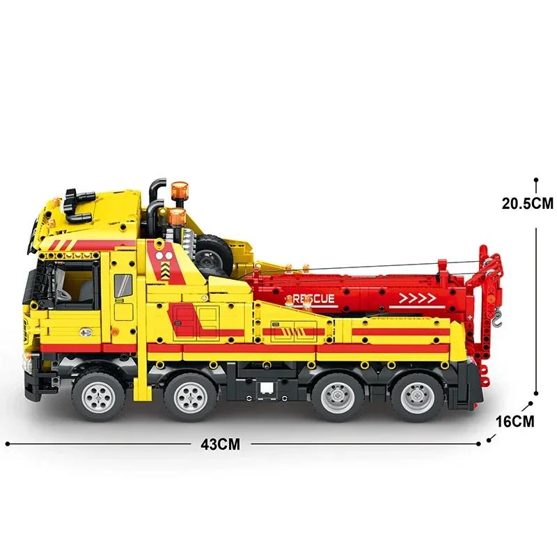 1910PCS Wrecker TECHNICAL RC Car Building Blocks Rescue Truck STEM Engineering Remote Control Car Model Bricks Kids Toys Gifts Electric Wrecker
