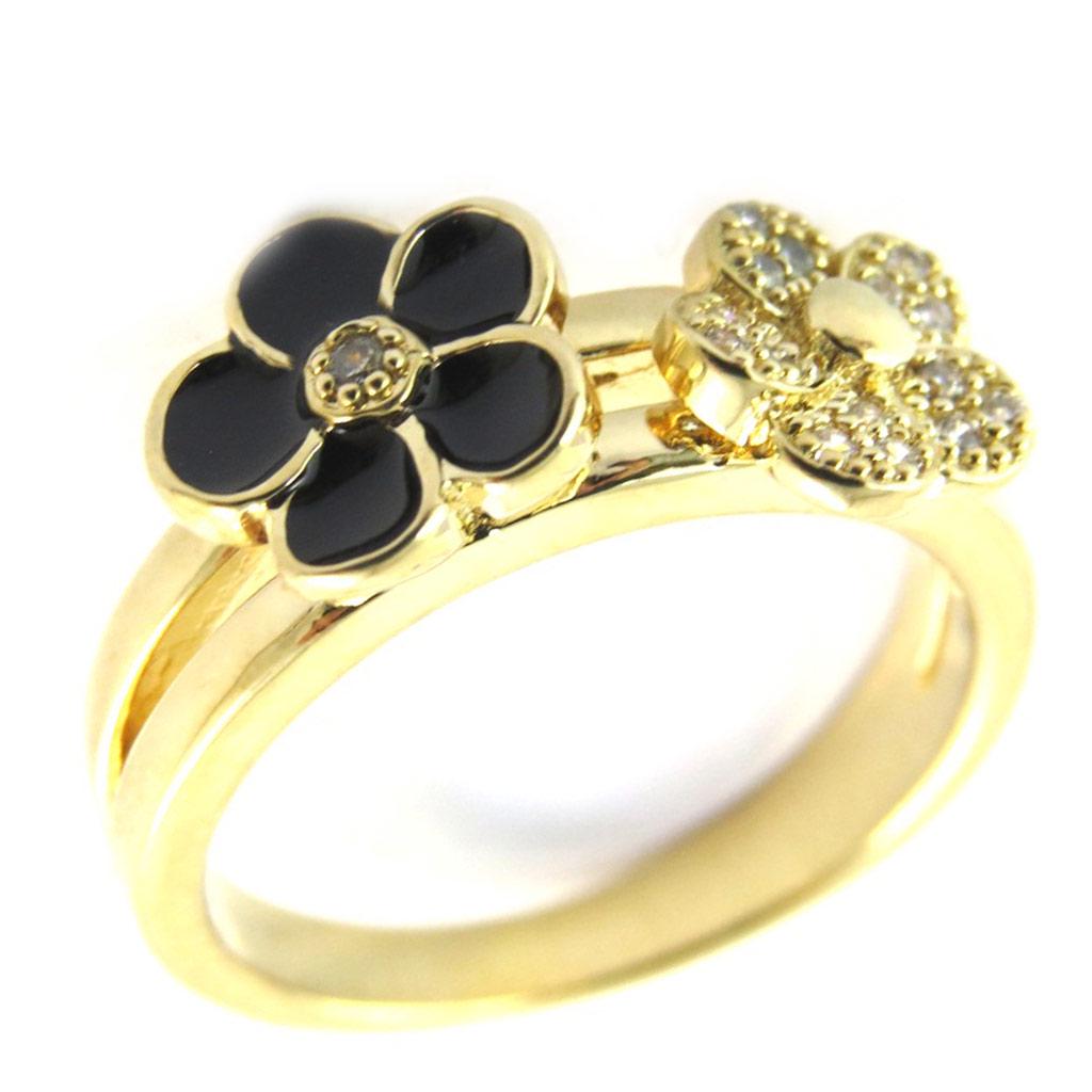 Gold Plated Ring 'Flora' Black Gold