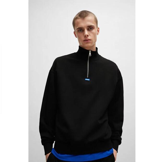 HUGO Neeler 10249110 NIEBIESKA bluza z półzipem