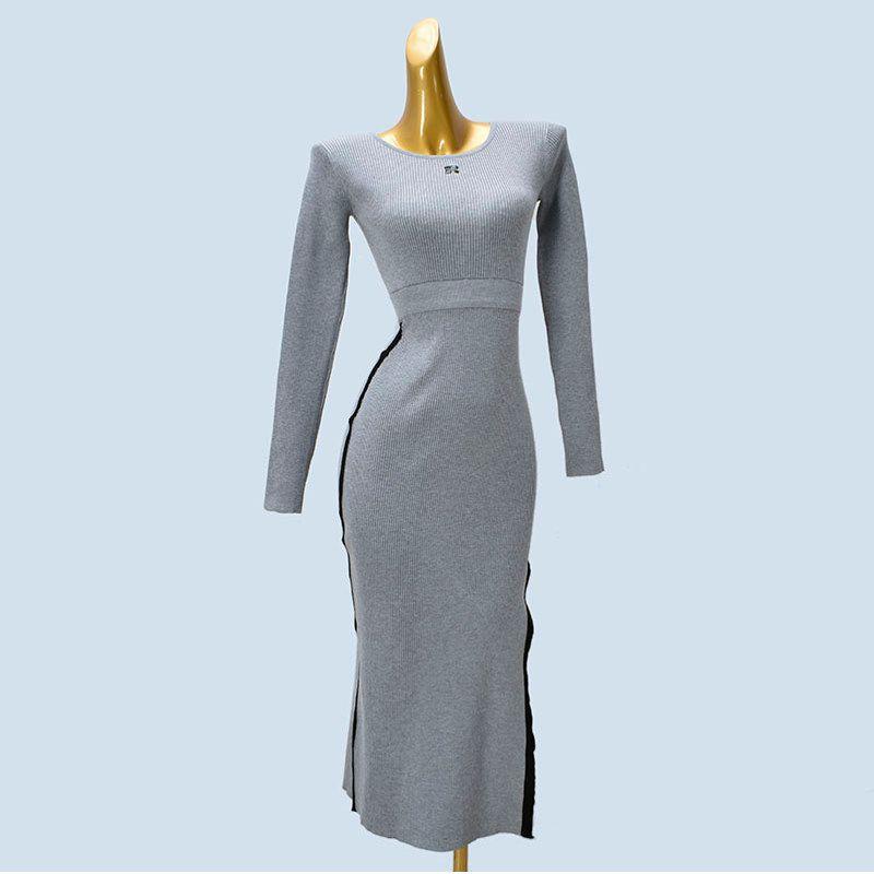 Export Single Japanese Version Knitting Dress Women 2025 New Arrival Spring & Fall Long Sleeves Silm Slim Looking Mid Length Long Length Skirt
