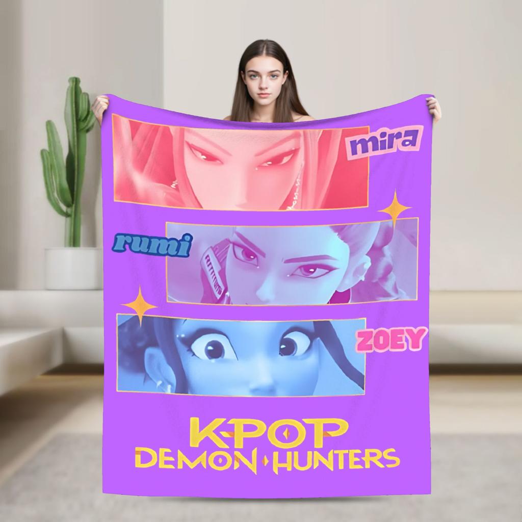 Huntrix HUNTRX Rumi Kpop Demon Hunters Dekens Pluizig Geweldig Warm Plaid voor Huis Winter