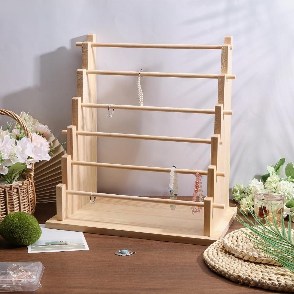 Space Saving Wooden Jewelry Display Stand Multi-functional Jewelry Display Rack Bangle