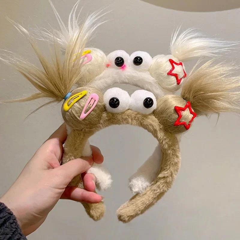 1/2PCS Girls Plush Hairband Clown Doll Design Funny Hair Clip for Christmas Gift Children Cosplay Collection Party Hair Decor