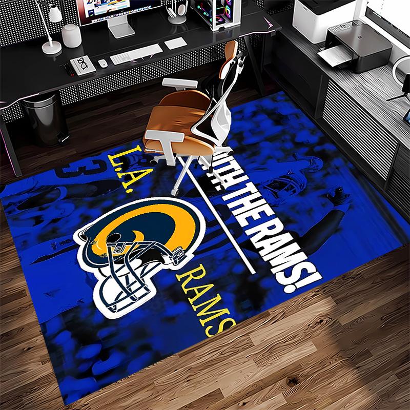 Los Angeles Rams logo Print Area Rug - Soft, Washable Non-Slip Indoor Mat for Office Chairs, Living Room, Home Office Decorative Rug