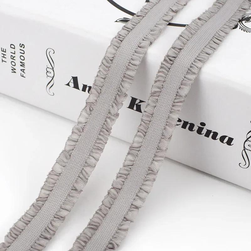 5/10Yards Meetee 12mm Ruffled Elastic Band Colorful Pleated Stretch Lace Trim Headdress Ribbon DIY Garment Sewing Accessories