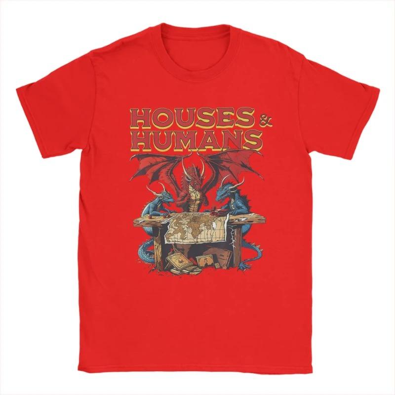 Popular Houses and Humans Retro 90s T-Shirts Men 100%Cotton T-Shirts Dungeon Dragon DnD New Short Cotton Best Selling Round Neck
