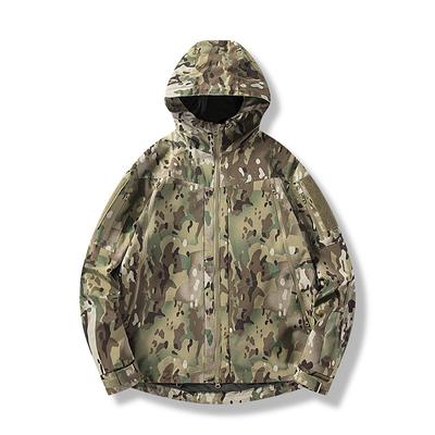 Frühlings- und Herbst-Wasserdichte Mittellange Tooling-Jacke Herren Camouflage Militär Herren Outdoor Kapuzen-Freizeitjacke