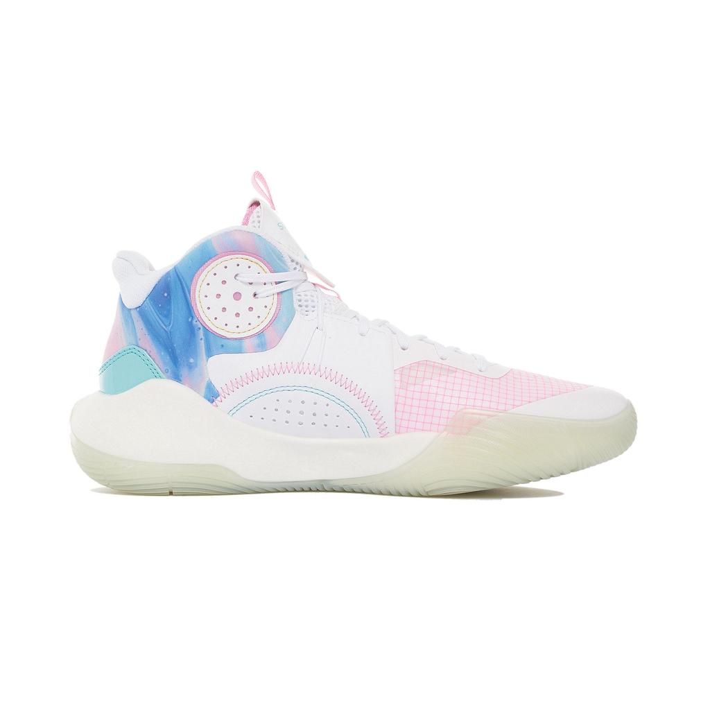 New LINING Sonic 9 IX Team Mid Men's On Court Basketball Shoes   White/Pink/Blue ABAS107-1
