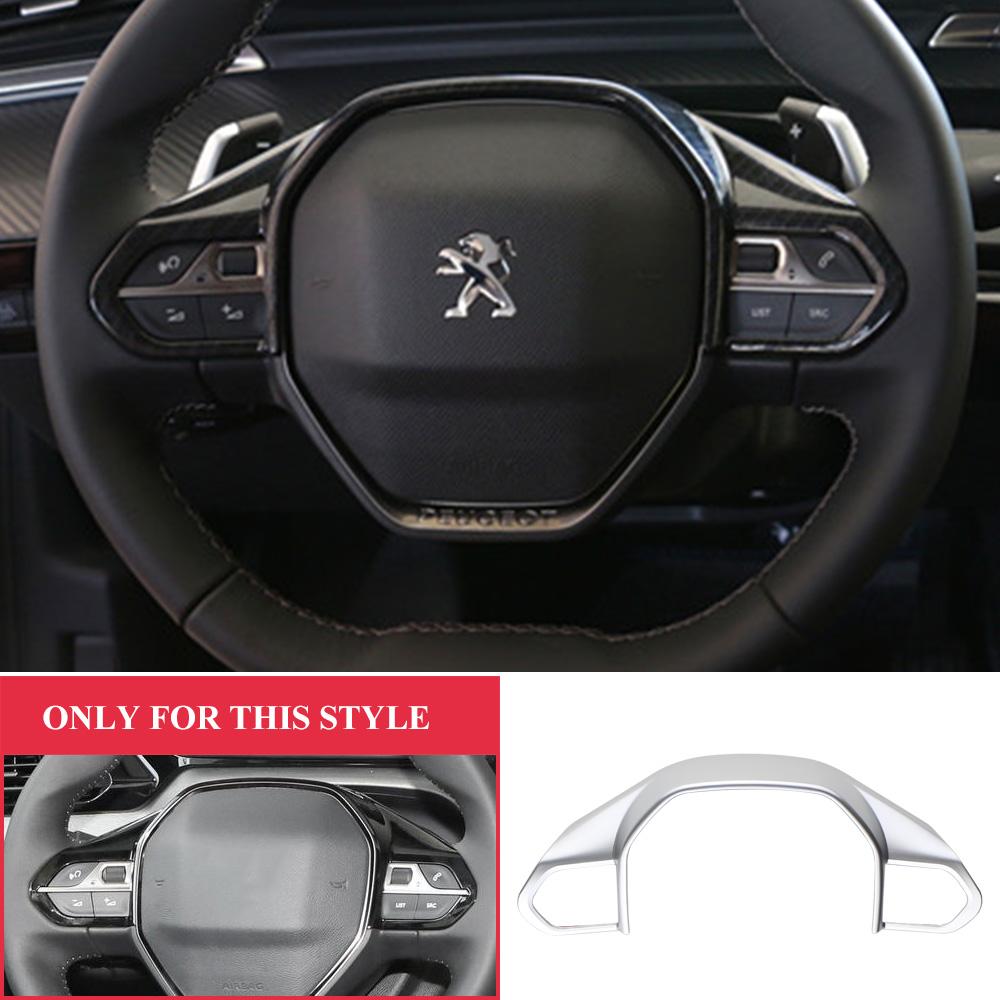 For Peugeot E-208 508 208 3008 GT 4008 5008 2016-2020 Car Steering Wheel Panel Cover Sequins Trim Accessories ABS Carbon fiber