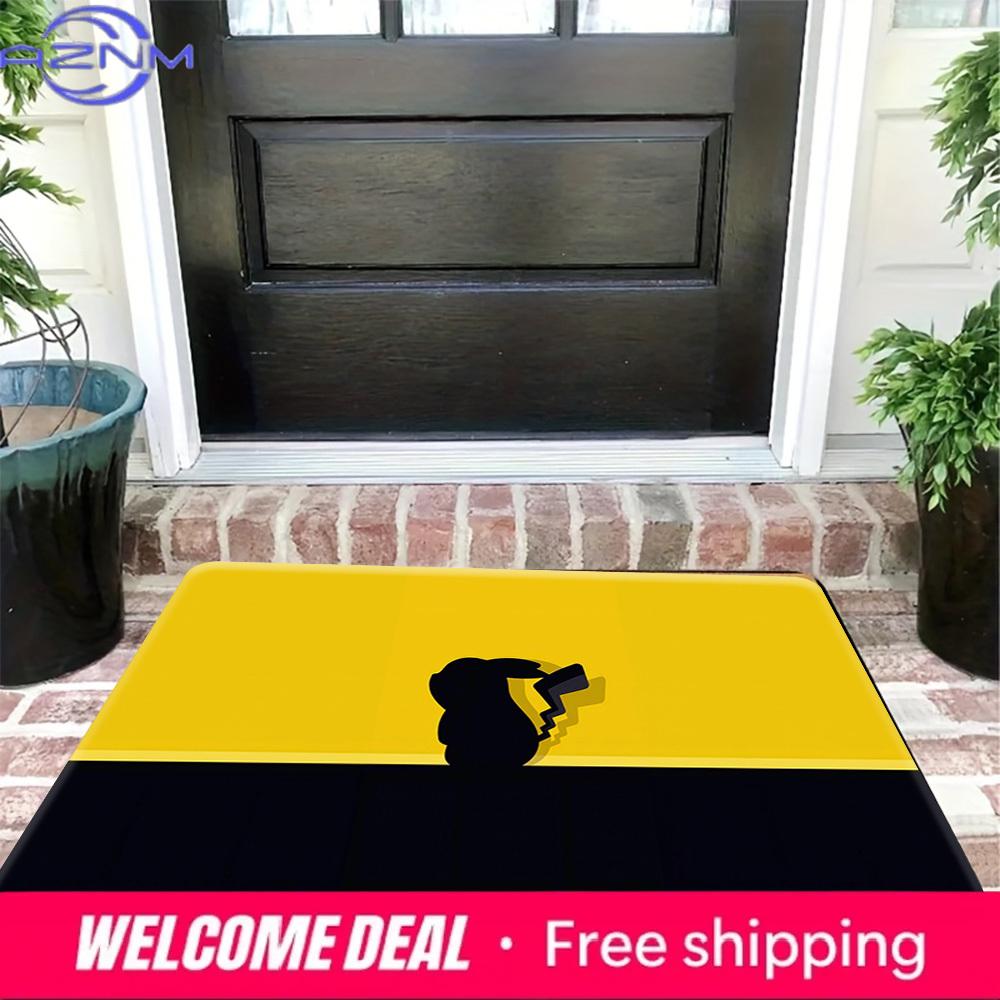 Pokemon Pikachu Tail Silhouette Print Non-slip Doormat Soft Floor Mat for Home Decor