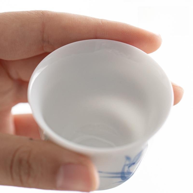 2-1pcs Underglaze Hand-painted Ceramics Teacup White Porcelain Master Cup Small Tasting Personal Tea Mug Zen Kung Fu Teaware