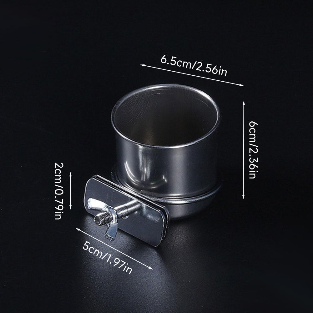 Parrot Feeding Cups Stainless Steel Food Water Bowls with Clamp Holder Bird Cage Feeders for Parakeet Small Animals