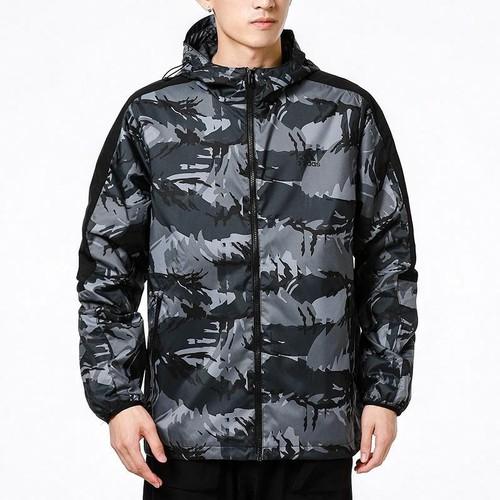 adidas Men's Camouflage Sports Hooded Casual Running Jacket - Black