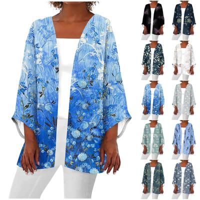 Damen Casual Fashion Caot Retro bedruckte leichte mittellange Jacken-Cardigan