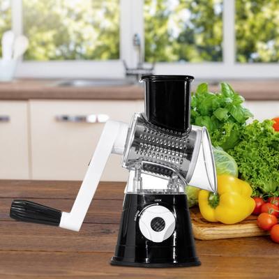 Rotary Cheese Grater with Replaceable Stainless Blades 3-in-1 Cheese Slicer And Shredder Hand Crank Kitchen Gadget for Quick Chopping
