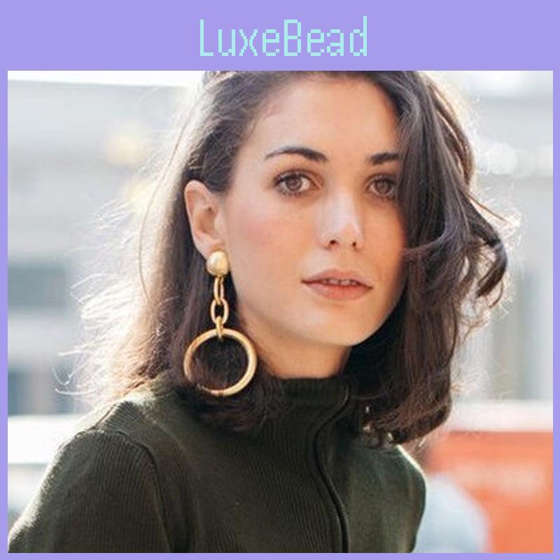 Gold Unique Circle Earrings Geometric Shape For Women Fashionable