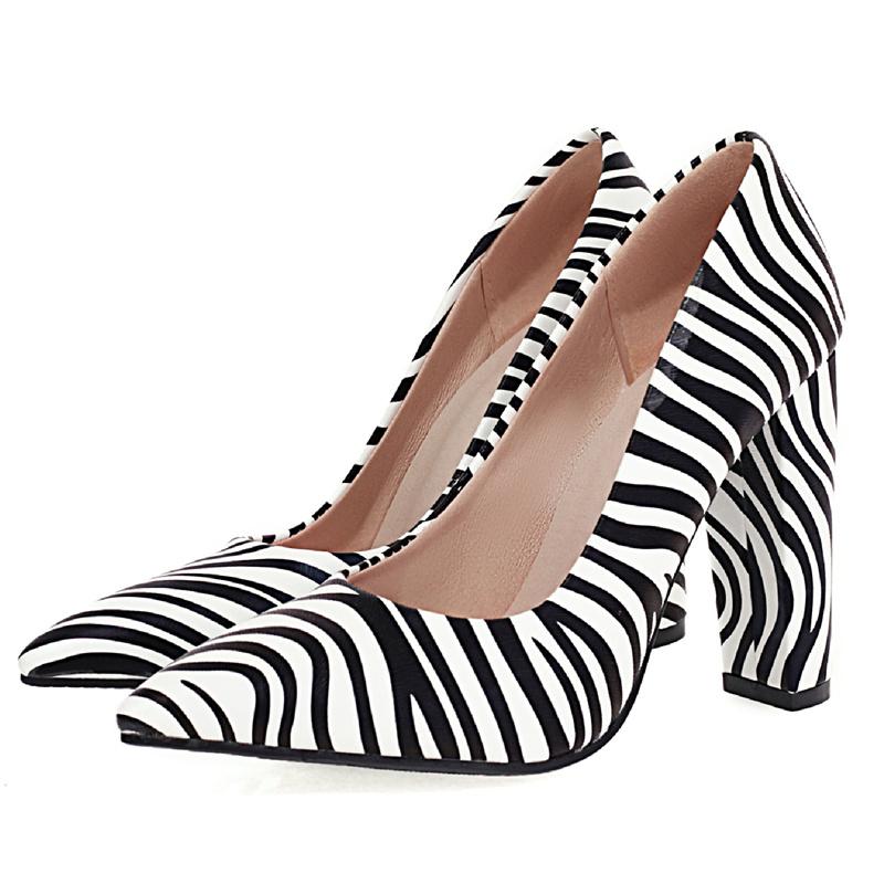 Fashion High Heels Shoes Women Large Size Sexy Animal Print Block Heels Pumps Women Party Office Shoes Dress Pumps Female