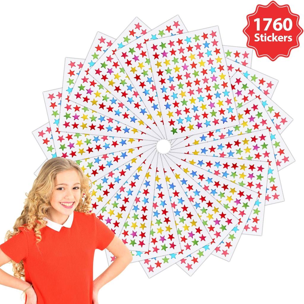 Outus 122 Pieces Classroom Incentive Chart for 6 Designs with 1760 Pieces Colorful Star Stickers for Classroom Teaching Kids Behavior Chore Reward