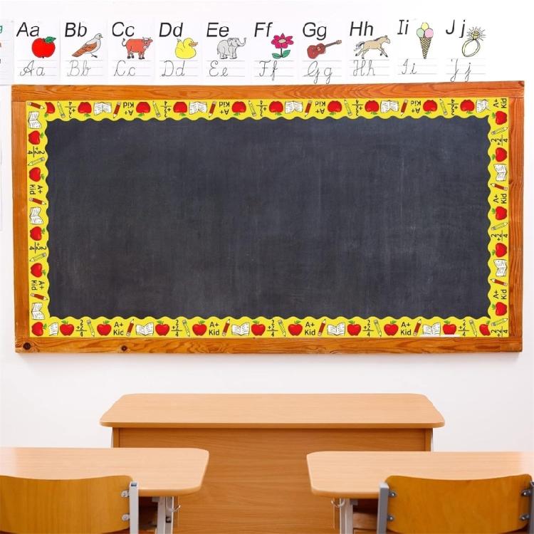 6 Pcs Bulletin Board Borders Pencil Print Border Trim Decorative Sticker Bulletin Border Trim for Classroom Decorations