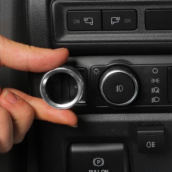 Headlight Switch Knob Cover Ring For Ford F150/Bronco/Bronco Sports + Silver