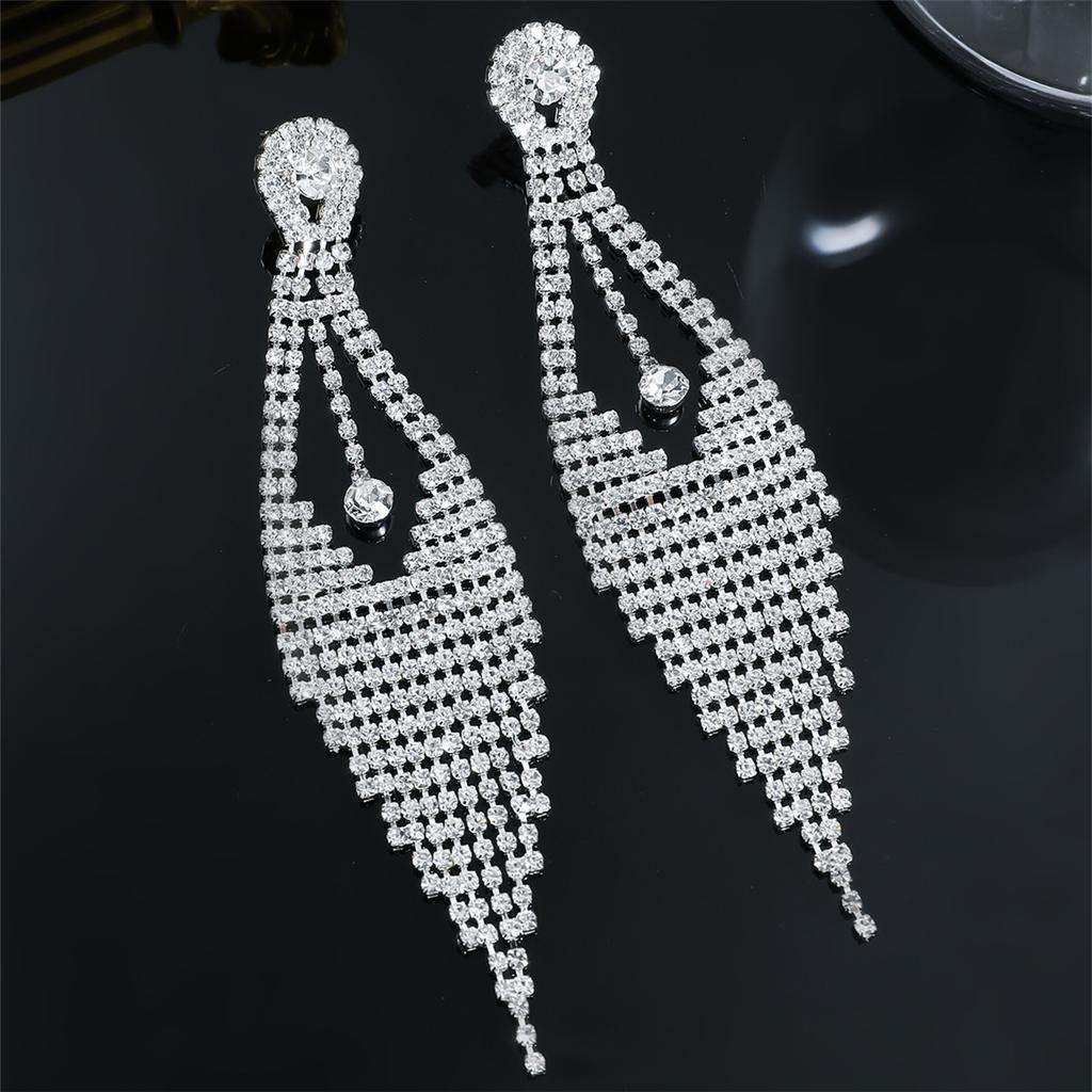 Luxury super flash full diamond long fringed earrings for women