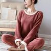 Thickened Warm Flannel Large Size Women Pajamas Set Long-Sleeved Autumn and Winter Warm Cartoon Bear Coral Velvet Sleepwear