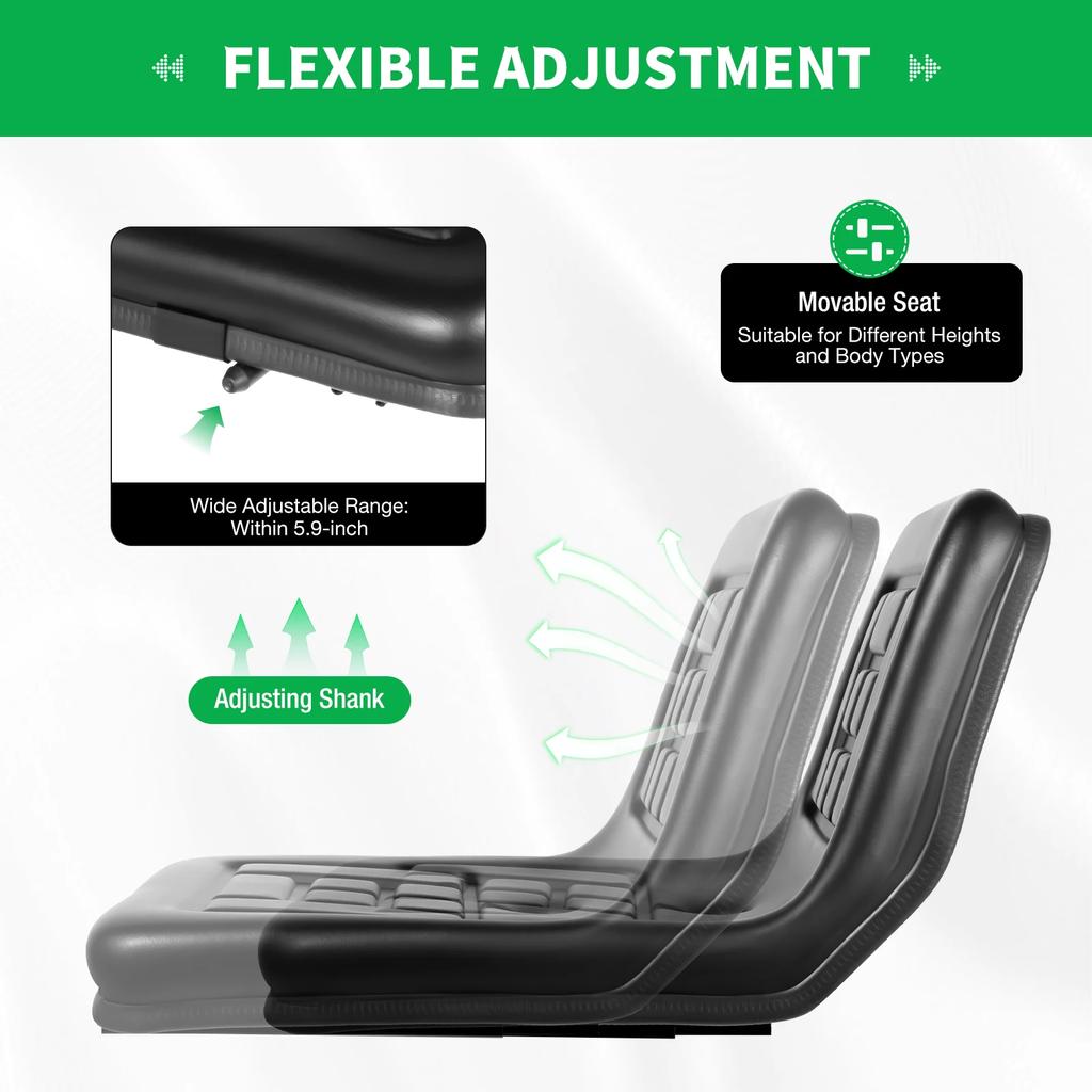 Nastavitelné protiskluzové sedadlo pro traktor s voděodolným PVC potahem, polštář s nosností 100 kg pro zemědělské stroje a vozidla