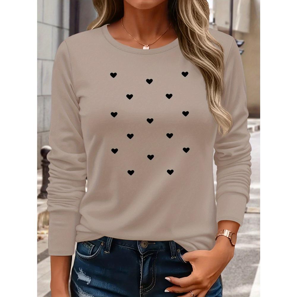 Long-sleeve Crew-neck T-shirt — Comfortable Autumn/winter Top, Machine Washable, Suitable for Casual Dresses