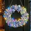 DIY Heimurlaubsdekoration Acryl Weihnachten Kunstperlen Aufhänge-Set, Beleuchteter Kranz 3D Perlen Bastelmalerei Set Kit mit LED-Lichterkette,