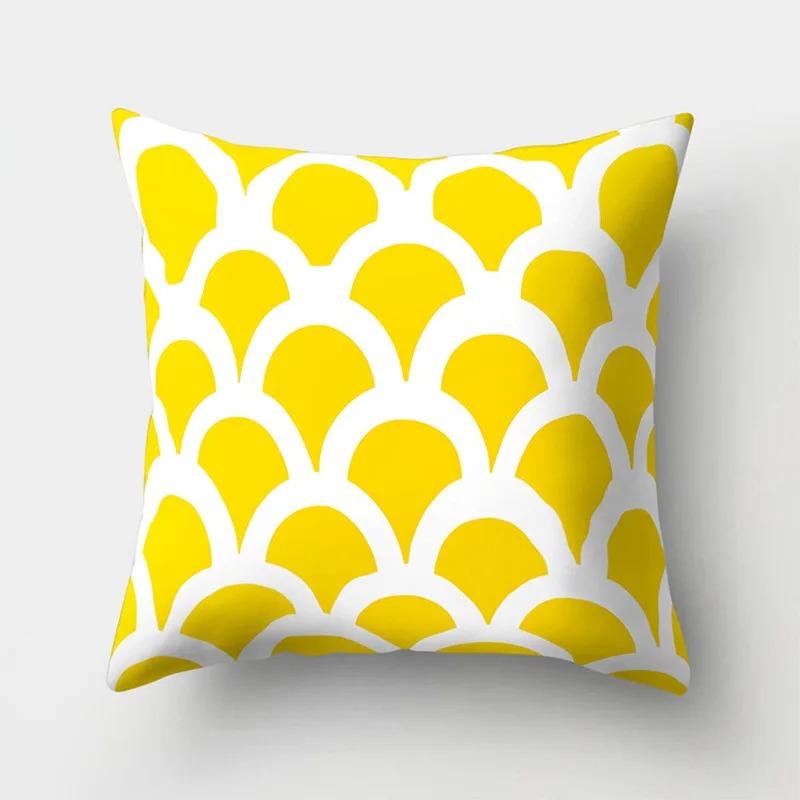 Yellow Geometric Decorative Pattern Pillowcase Office Living Room Home Pillowcase Car Ornaments
