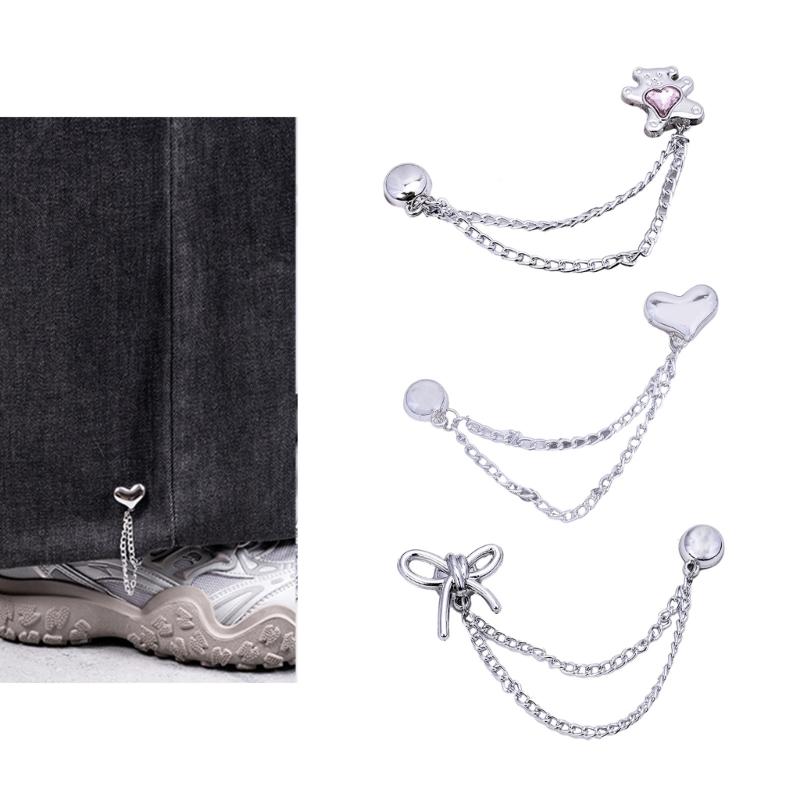3 Pcs Magnetic Clothing Clips with Chain Sweet Bows Magnetic Buckles Removable Magnetic Pins Heart Pants Clips