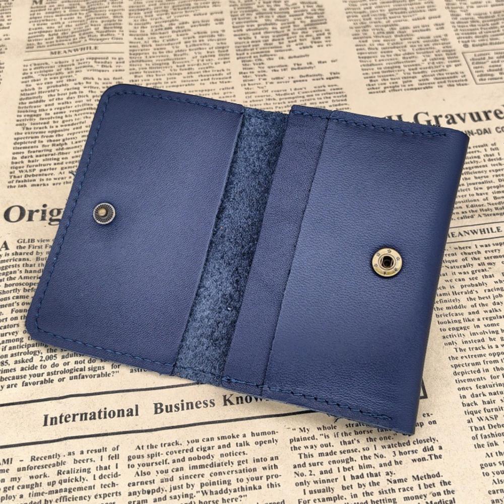 

Minimalist Style Leather Men Card Bag Large-capacity Folding Card Holder Retro Design Durable Coin Purse Daily Carry синий