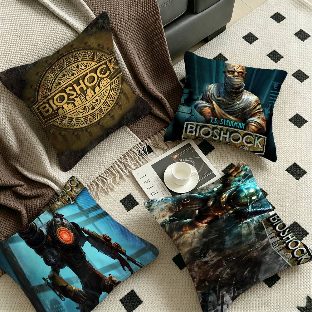 Retro BBioshock RRapture Game Cushion Cover Pillow Cover Decor Pillowcase Printed Cushion Case for Couch