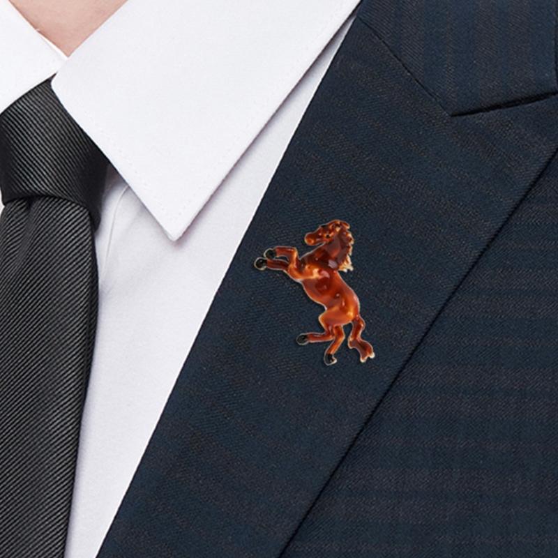Elegant Symbolic Horse Brooch Chinese Zodiacs Vintage Alloy Pin for Hat or Lapel Handmade Clothing Accessories
