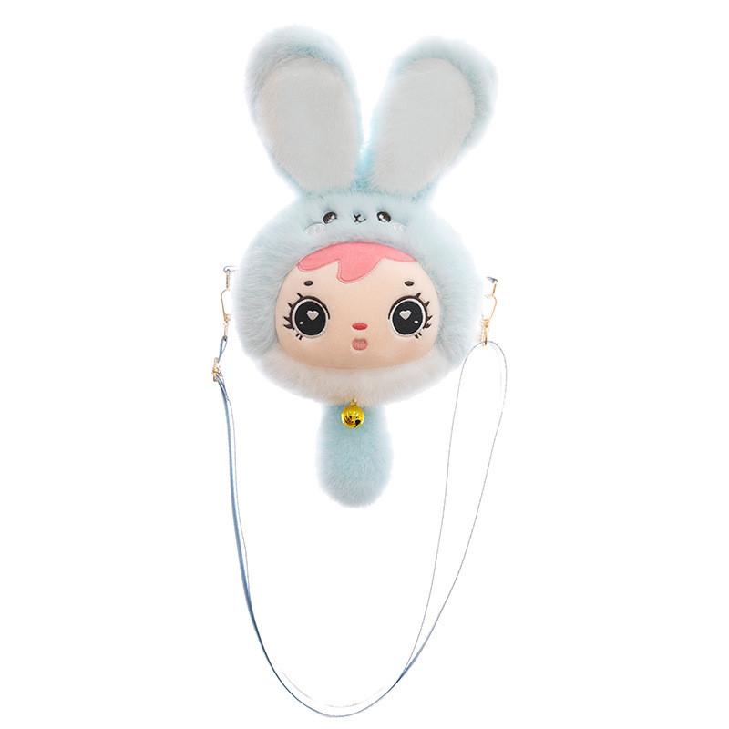 Baby Rabbit Three Plush Toy Shoulder Bag With Adjustable Strap Design Zipper