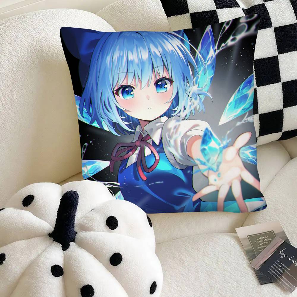 Touhou Project Cirno Cute Girl Pillow Case Square Pillow Bedroom Sofa Leisure Comfort Cushion Car Home Decoration